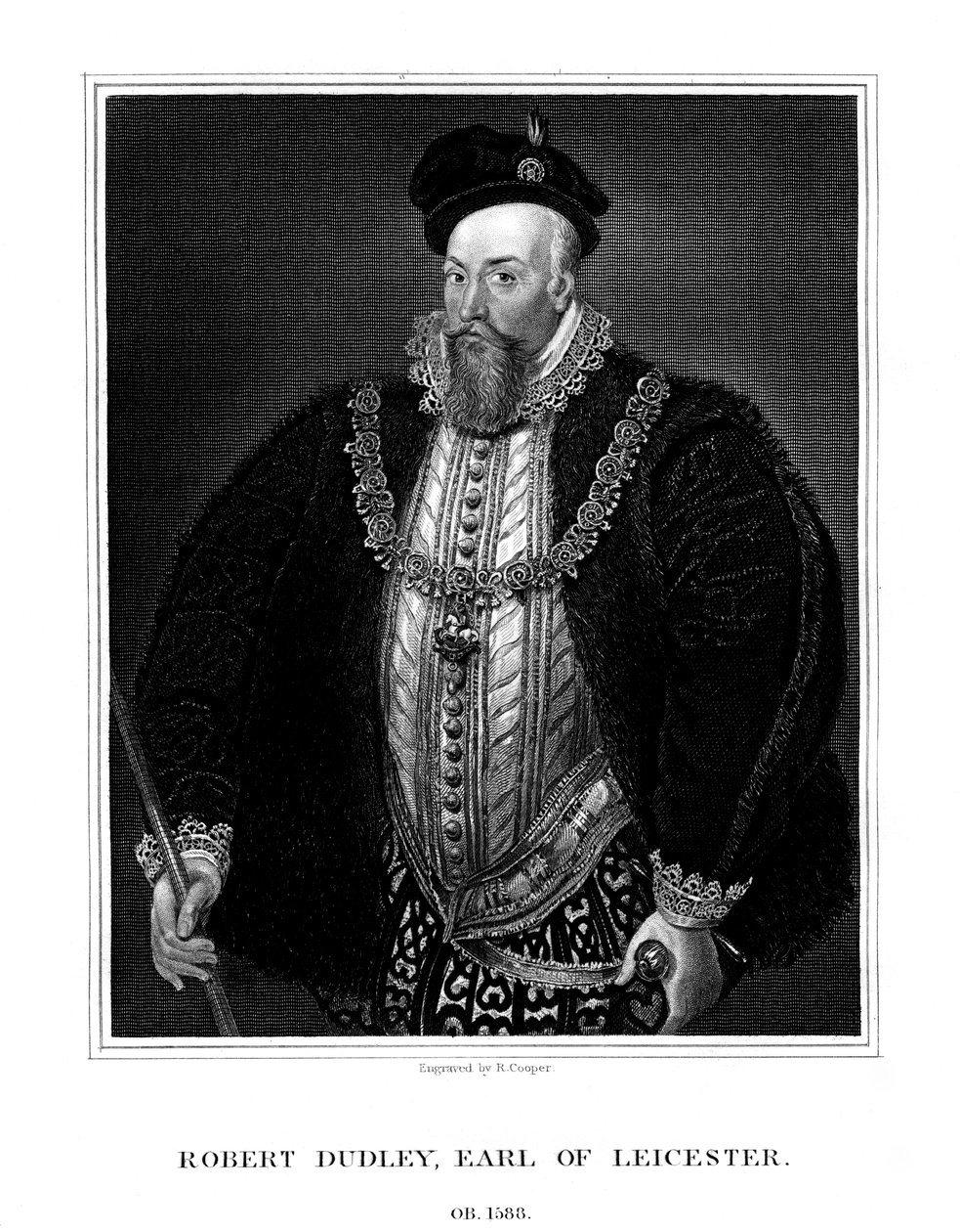 Robert Dudley, primer conde de Leicester, favorito de la reina Isabel I de Inglaterra de R. Cooper