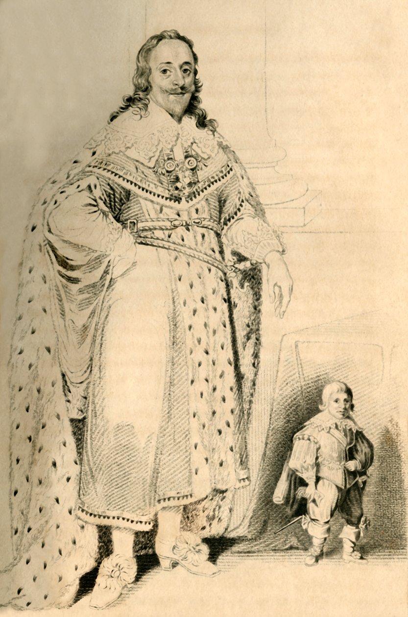 Jeffery Hudson, 30 años, 18 pulgadas de altura. Enano del Rey Carlos I, 1821 de R. Page