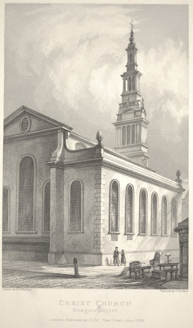 Iglesia de Cristo, Newgate Street de R. W. Billings