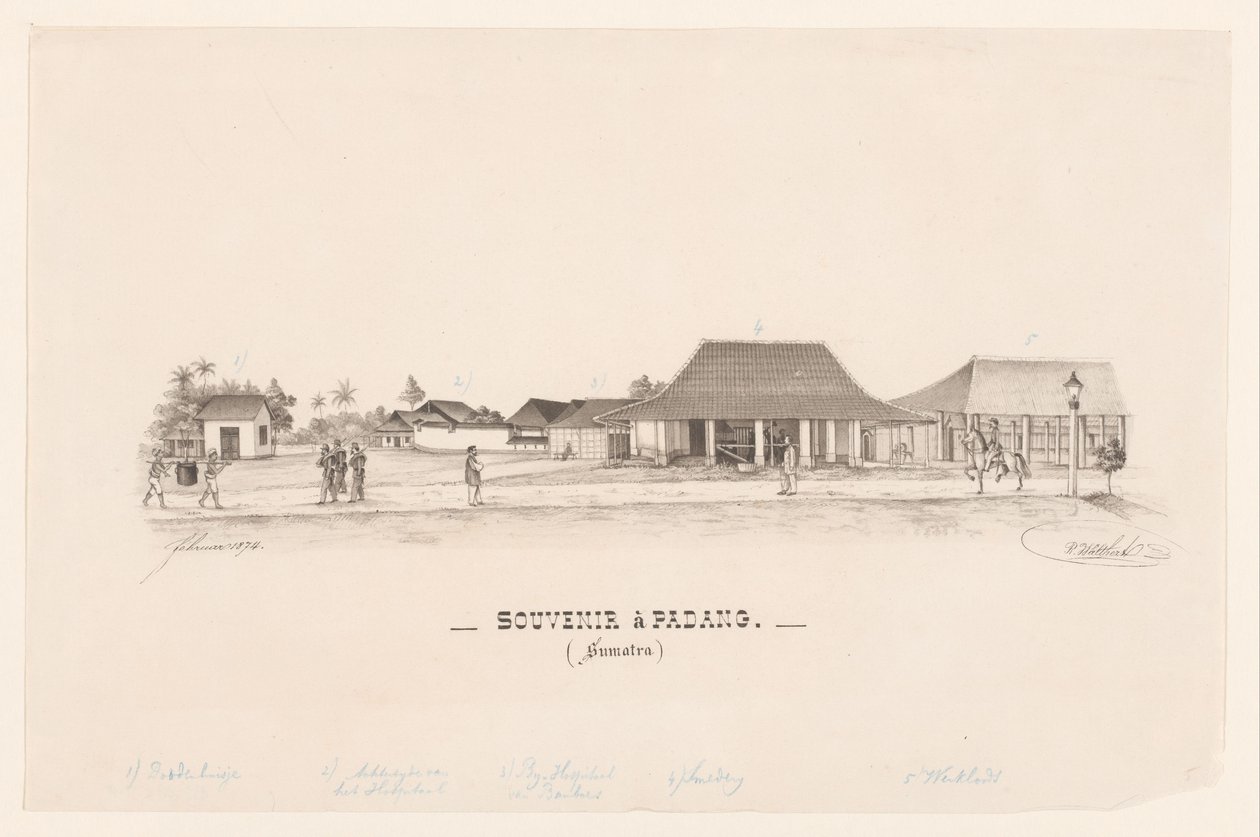 Recuerdo en Padang. (Sumatra) (título sobre objeto) de R. Walthert (signed by artist)