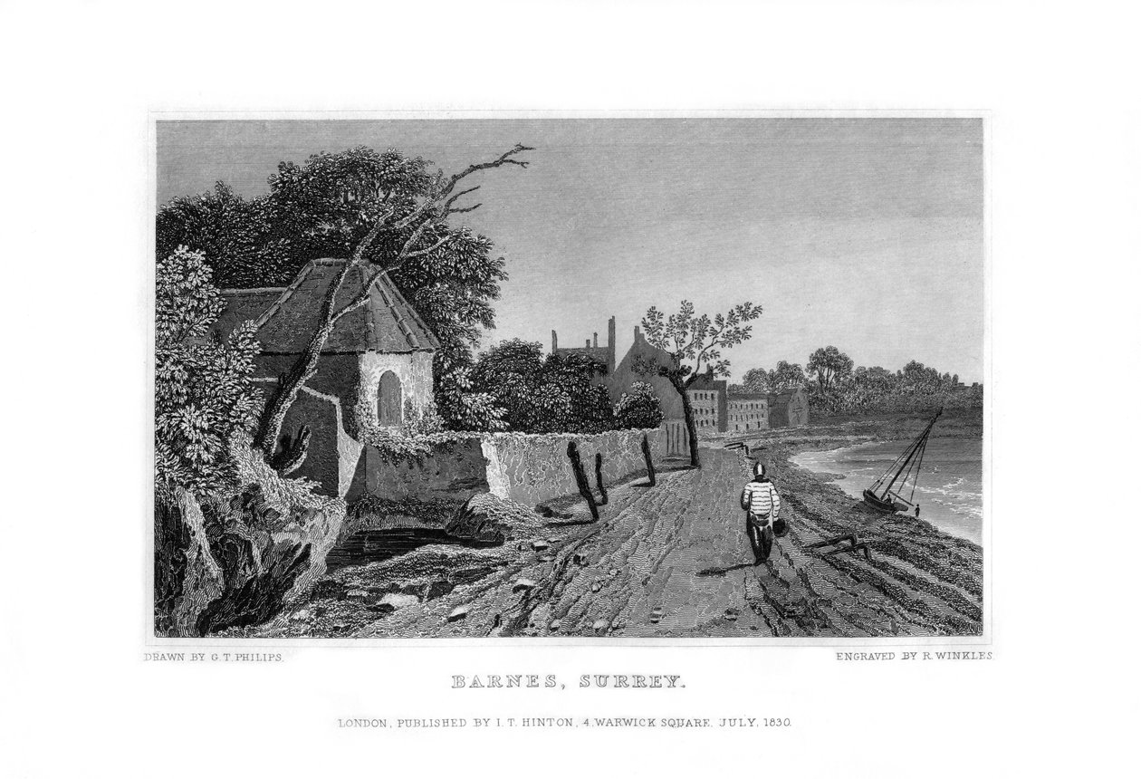 Barnes, Surrey, 1830 de R. Winkles