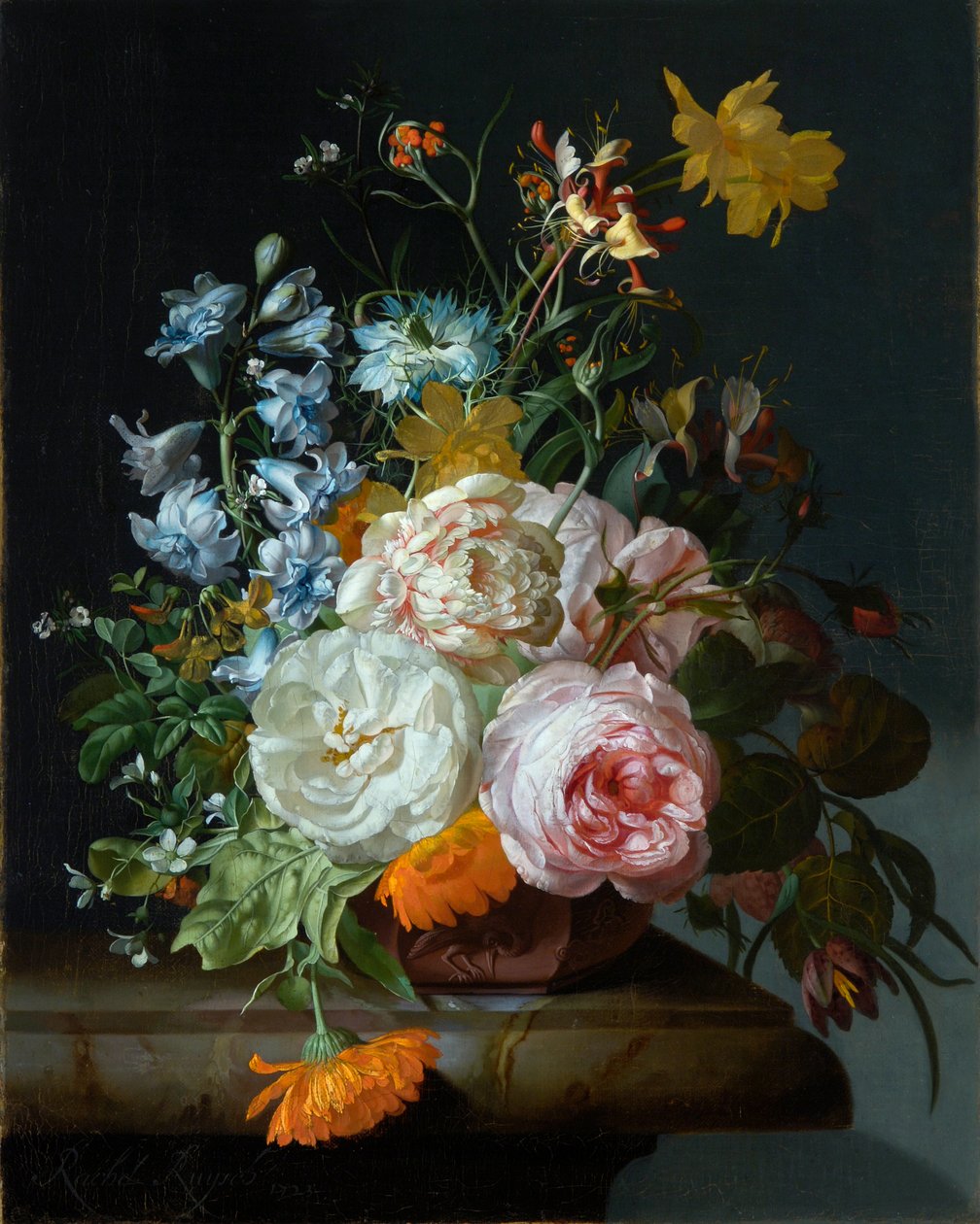 Flores en jarrón de terracota de Rachel Ruysch