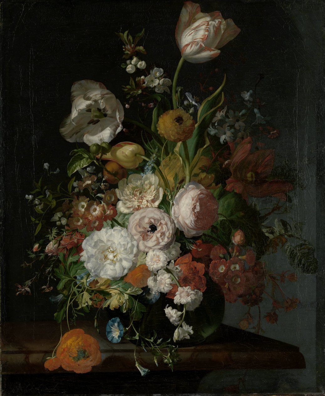 Bodegón con flores en un jarrón de cristal de Rachel Ruysch