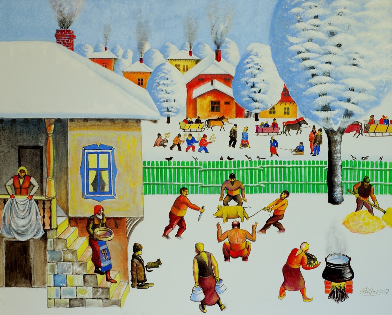 En el árbol de Navidad, 2006 (óleo sobre lienzo) de Radi Nedelchev