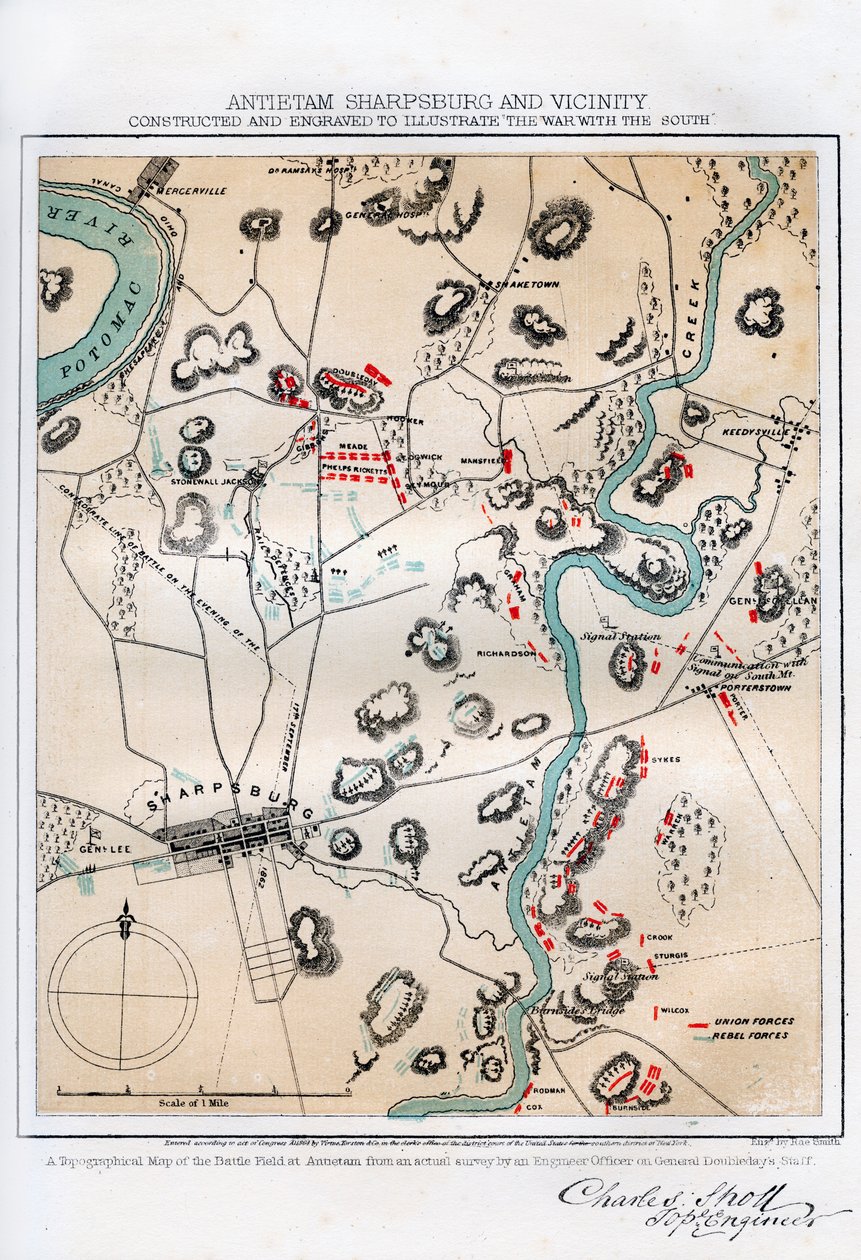 Mapa de Antietam, Sharpsburg y alrededores, Maryland, 1862 1862-1867 de Rae Smith