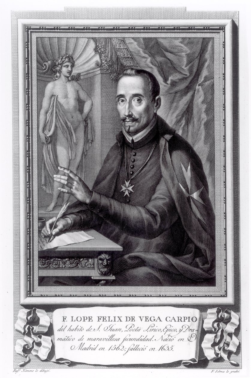 Retrato de Lope Félix de Vega Carpio (1562-1635) grabado por Fernando Selma (1752-1810) de Rafael Ximeno y Planes