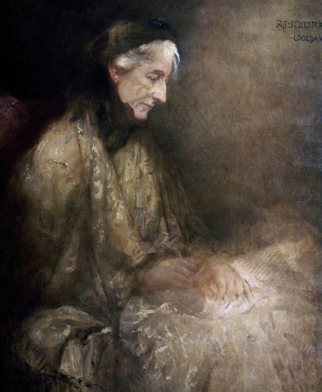 Retrato de Cosima Wagner (1838 - 1930), hija de Franz Liszt, esposa de Richard Wagner (óleo sobre lienzo) de Raffael Woldan Schuster
