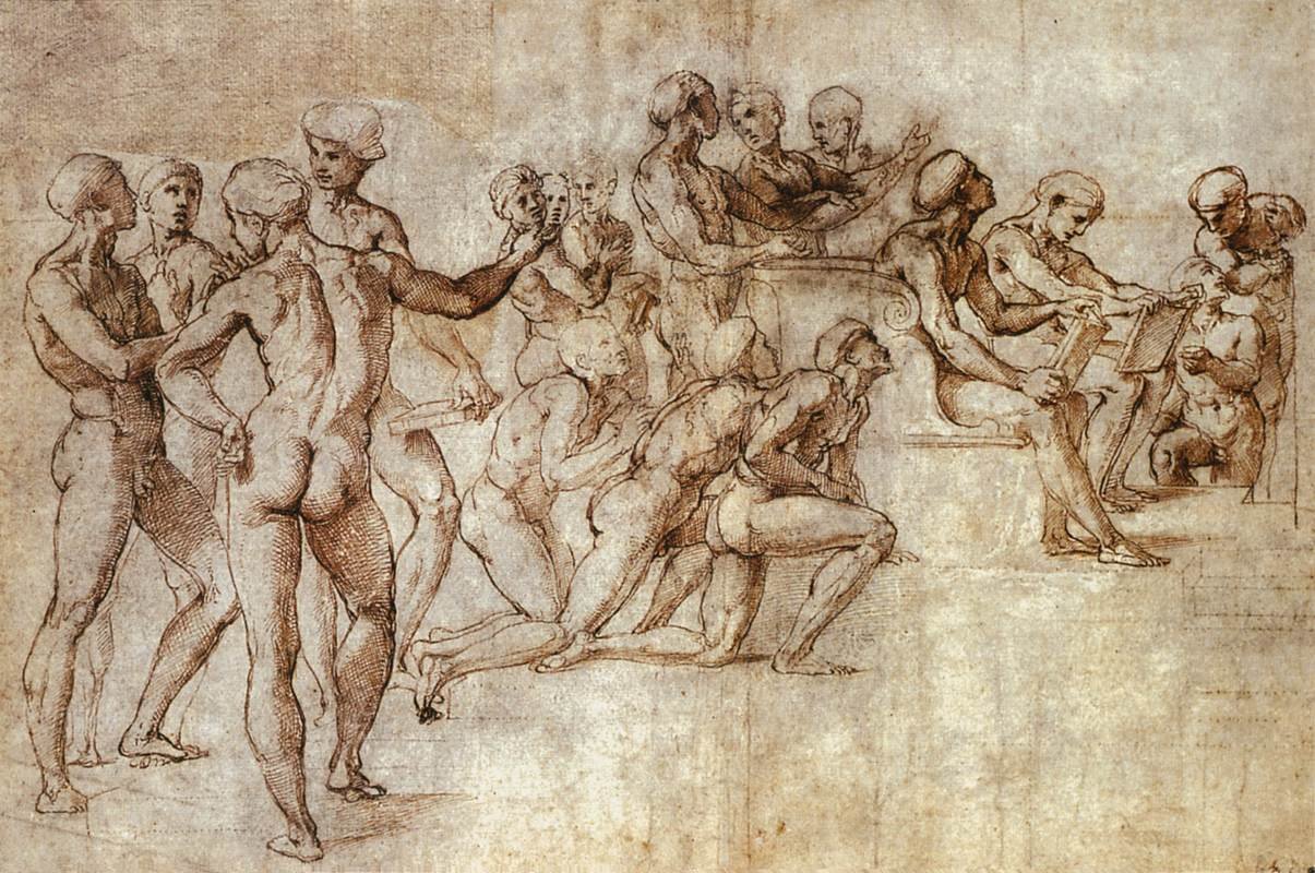 Estudio de desnudo de Garzone para la Disputa de Raffaello Sanzio Raphael