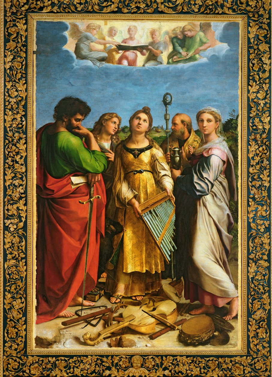 Santa Cecilia rodeada por San Pablo, San Juan Evangelista, San Agustín y María Magdalena, c.1513 de Raffaello Sanzio Raphael
