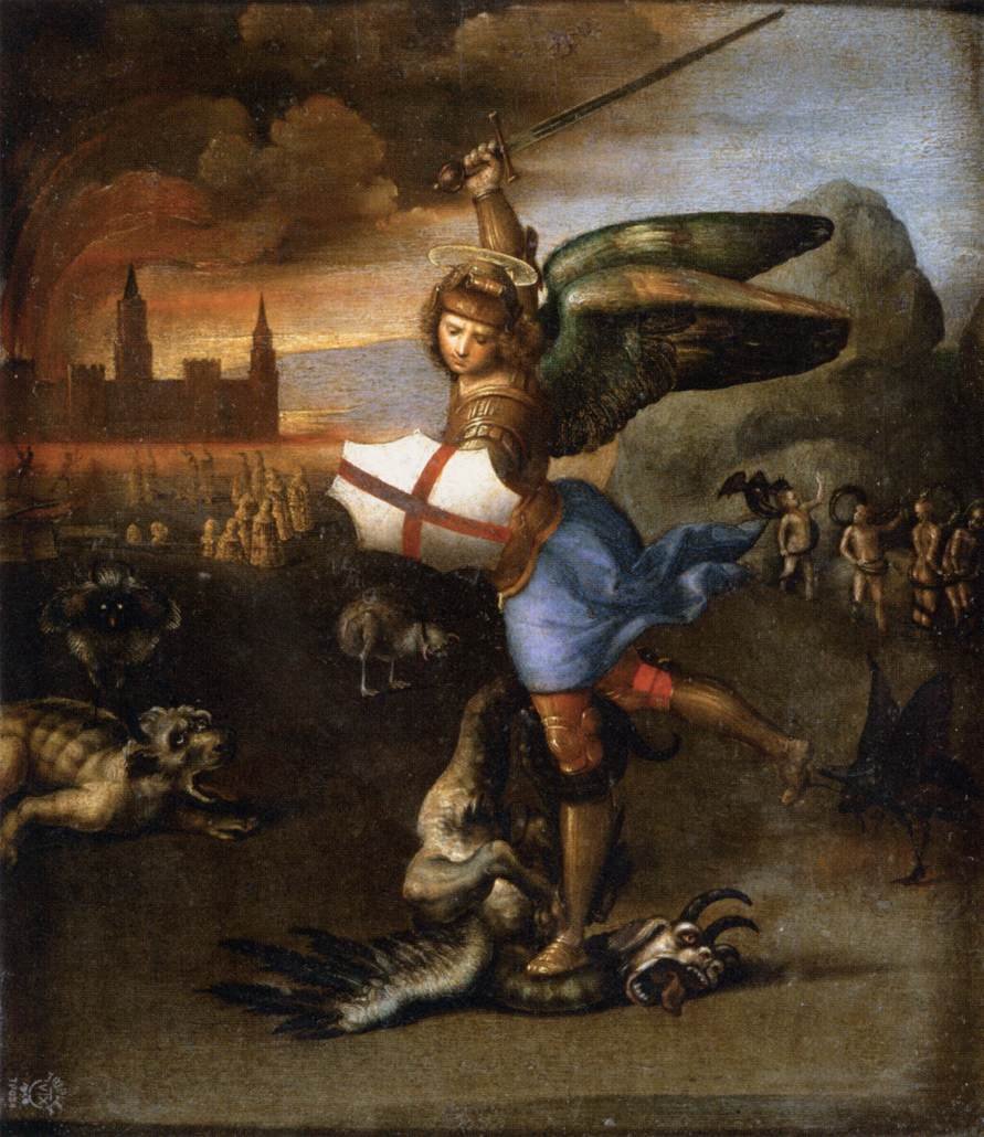 San Miguel y el dragón de Raffaello Sanzio Raphael
