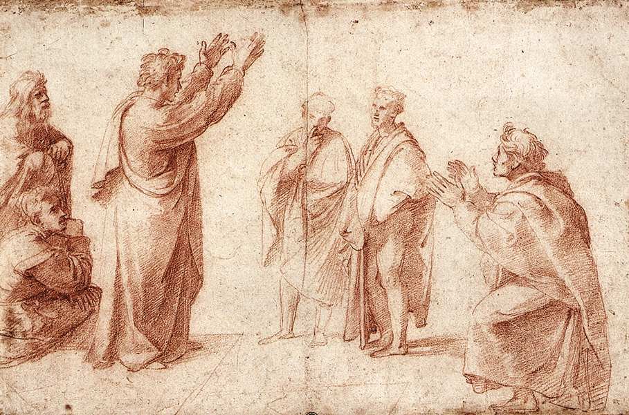 Estudio para San Pablo predicando en Atenas de Raffaello Sanzio Raphael