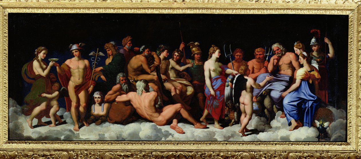 La asamblea de los dioses, después de los frescos en la Logia de la Farnesina en Roma de Raffaello Sanzio Raphael