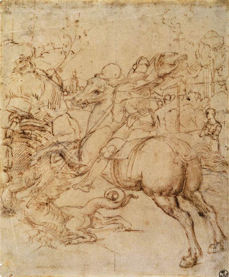 Cartón para San Jorge y el dragón de Raffaello Sanzio Raphael