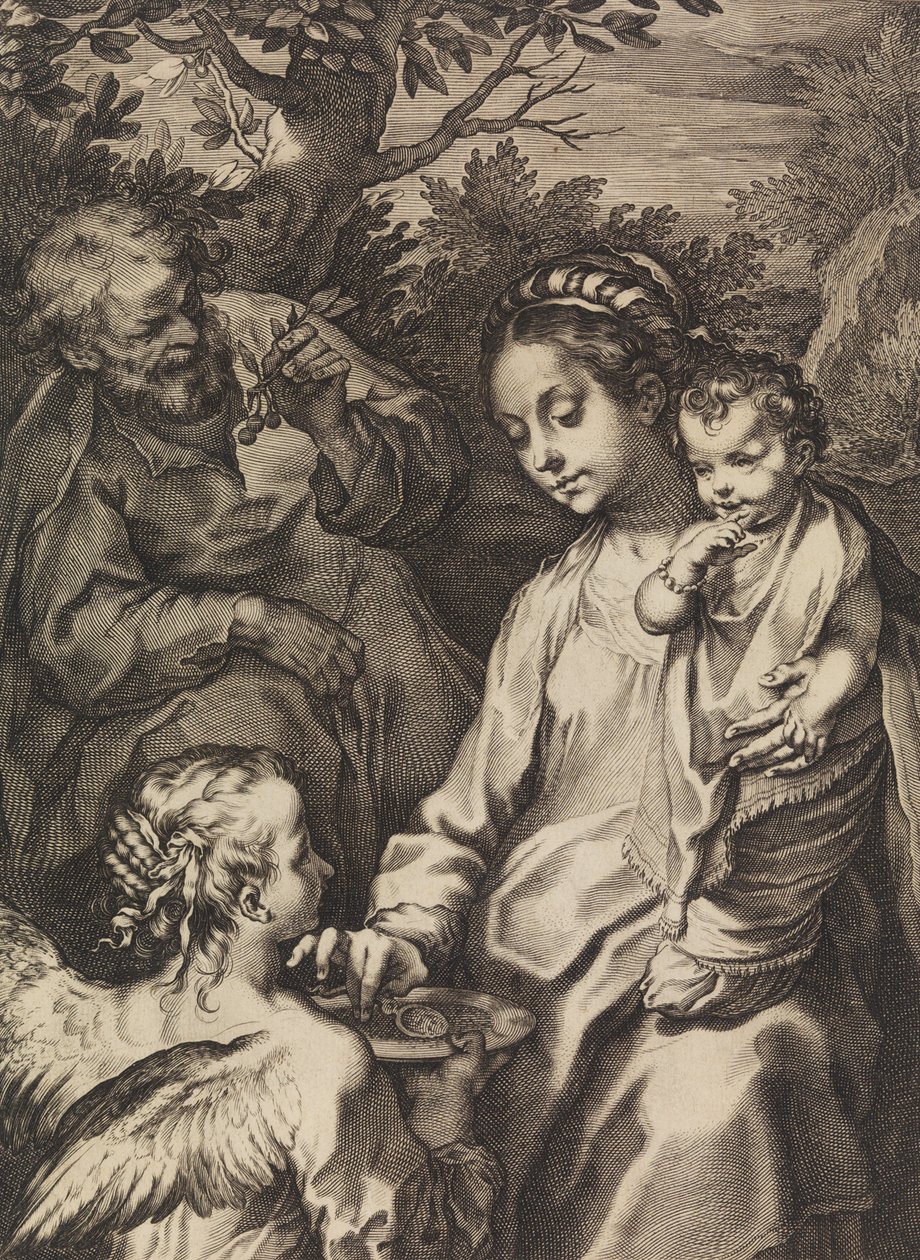 La Sagrada Familia con el cuenco de gachas, ca. 1580-ca. 1614 de Raffaello Guidi