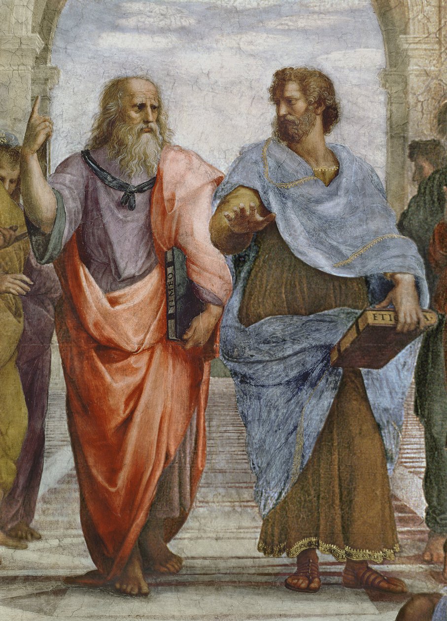 Aristóteles y Platón: detalle de La Escuela de Atenas, 1510-11 (detalle) de Raffaello Sanzio Raphael