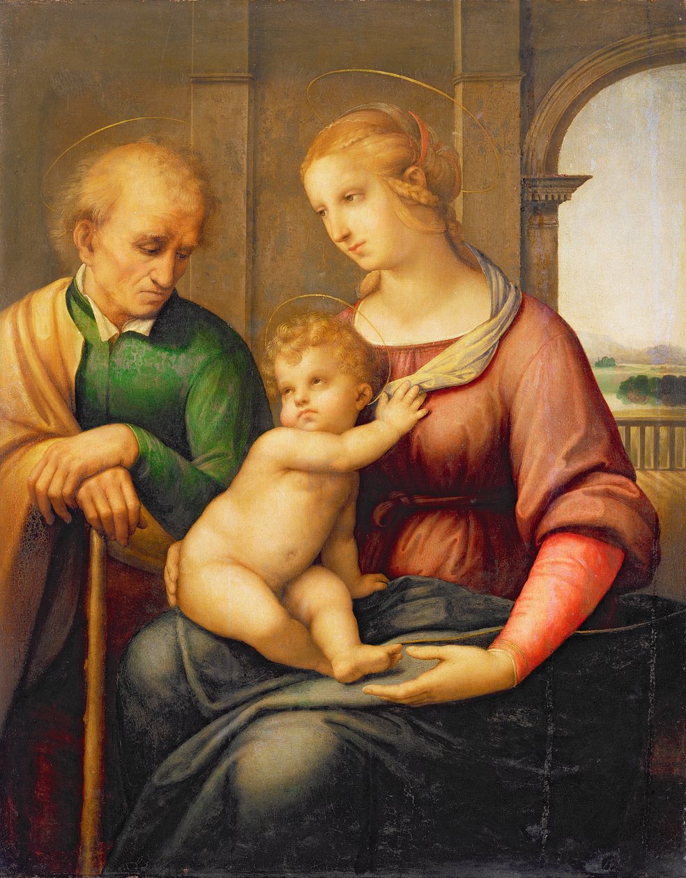 La Sagrada Familia, o Madonna con San José Sin Barba, c.1506 de Raffaello Sanzio Raphael