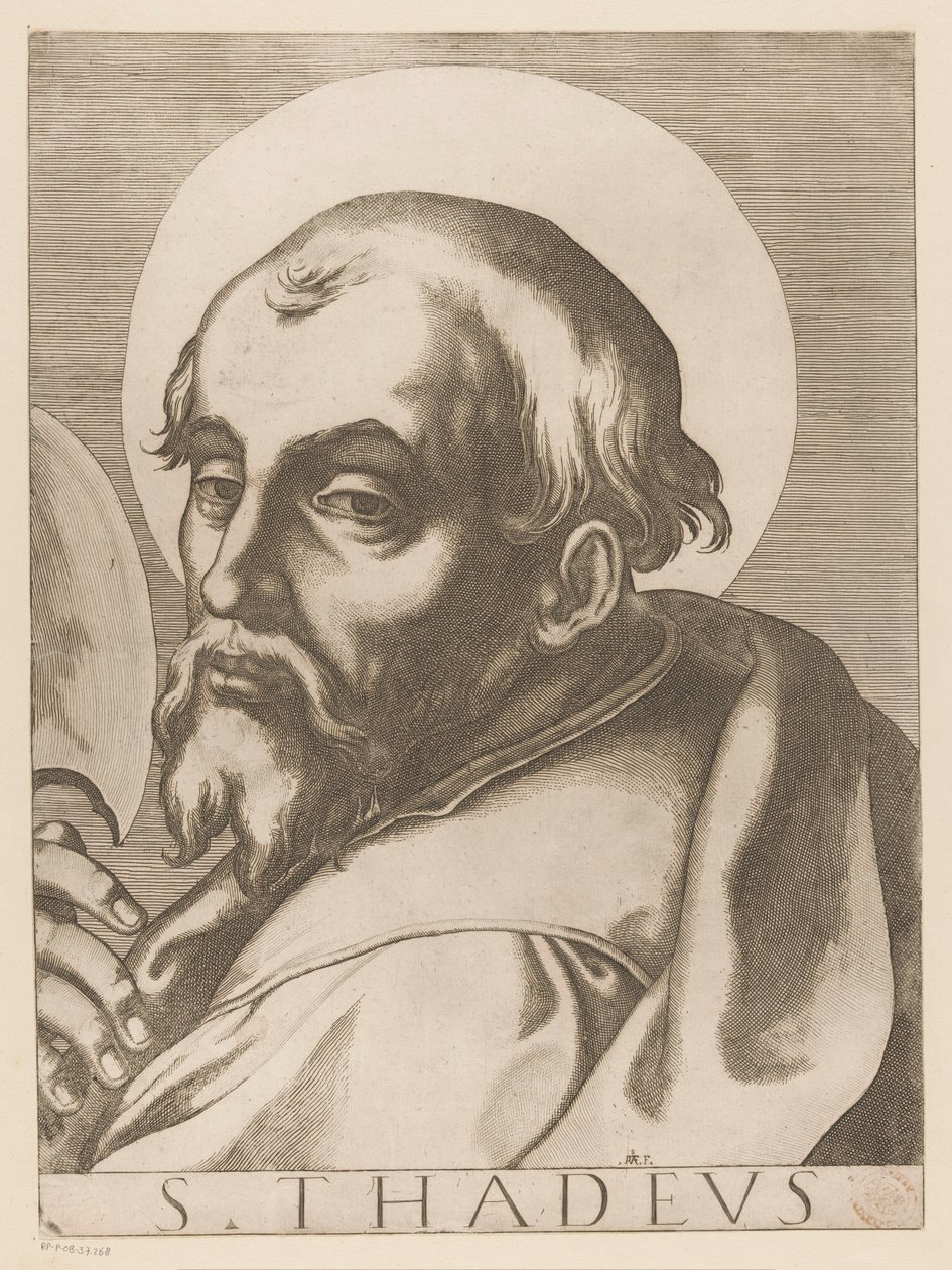Heilige Judas Tadeo San Tadeo (título sobre el objeto) Cristo, María en de twaalf apostelen (título de la serie) El Sagrado Colegio Apostólico (título de la serie) de Raffaello Schiaminossi