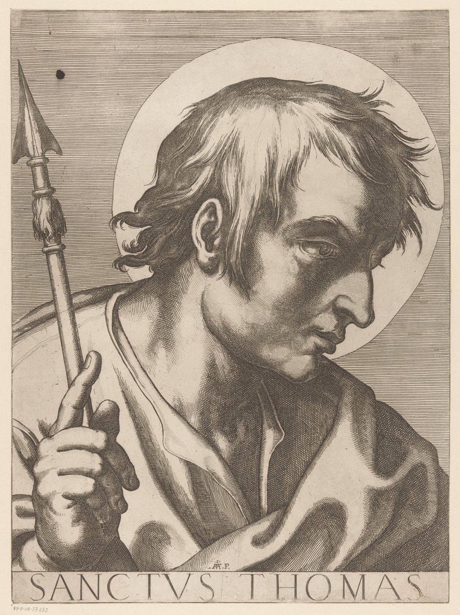 Santo Tomás Santo Tomás (título sobre el objeto) Cristo, María en de twaalf apostelen (título de la serie) El Sagrado Colegio Apostólico (título de la serie) de Raffaello Schiaminossi