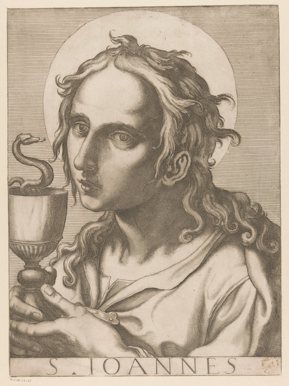 Juan el evangelista St. John (título sobre el objeto) Cristo, María en de twaalf apostelen (título de la serie) El Sagrado Colegio Apostólico (título de la serie) de Raffaello Schiaminossi