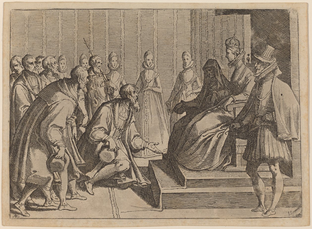 Margarita de Austria Recibiendo a un Noble de Raffaello Schiaminossi