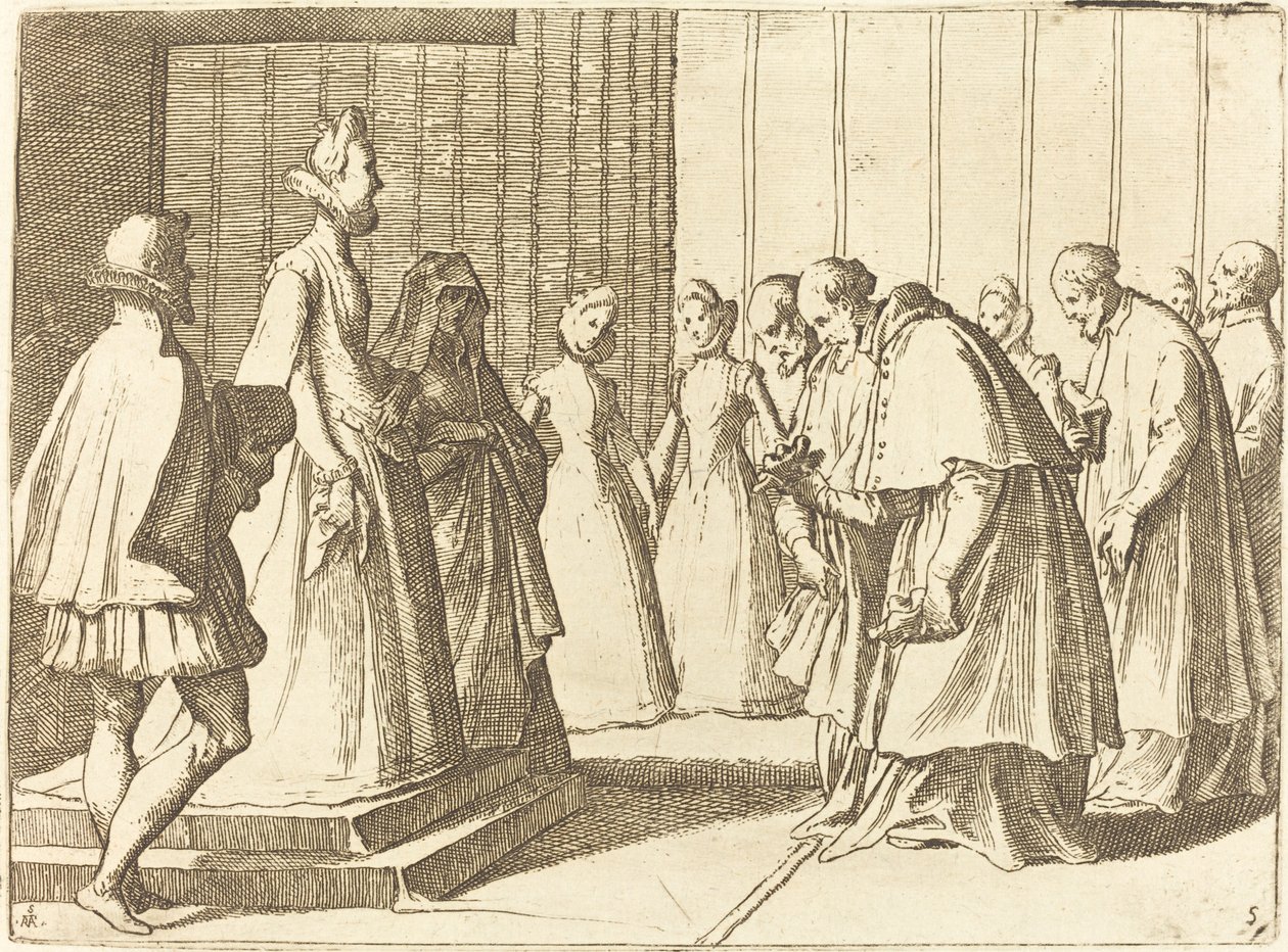 Margarita de Austria Recibiendo el Homenaje de Cardenales y Prelados de Raffaello Schiaminossi