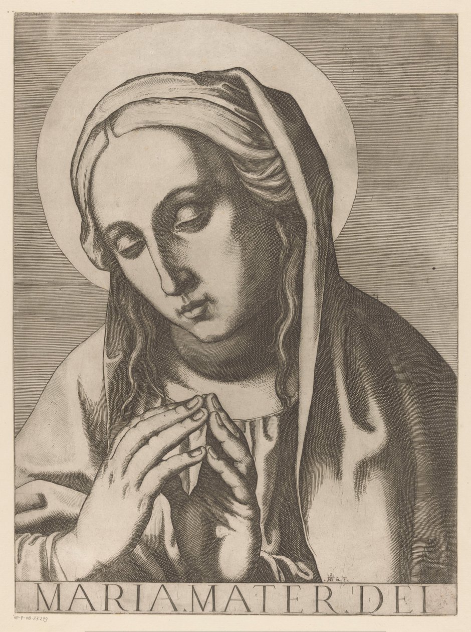 María Maria Mater Dei (título sobre objeto) Cristo, María en de twaalf apostelen (título de la serie) El Sagrado Colegio Apostólico (título de la serie) de Raffaello Schiaminossi