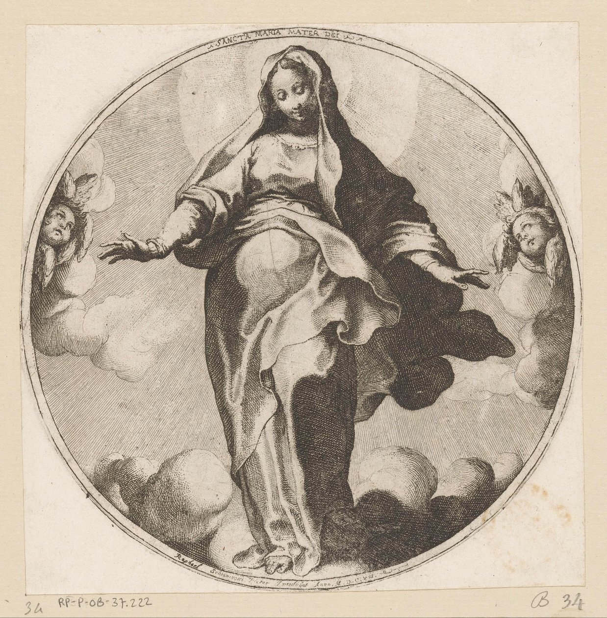 María en las nubes Sancta Maria Mater Dei (título sobre el objeto) de Raffaello Schiaminossi