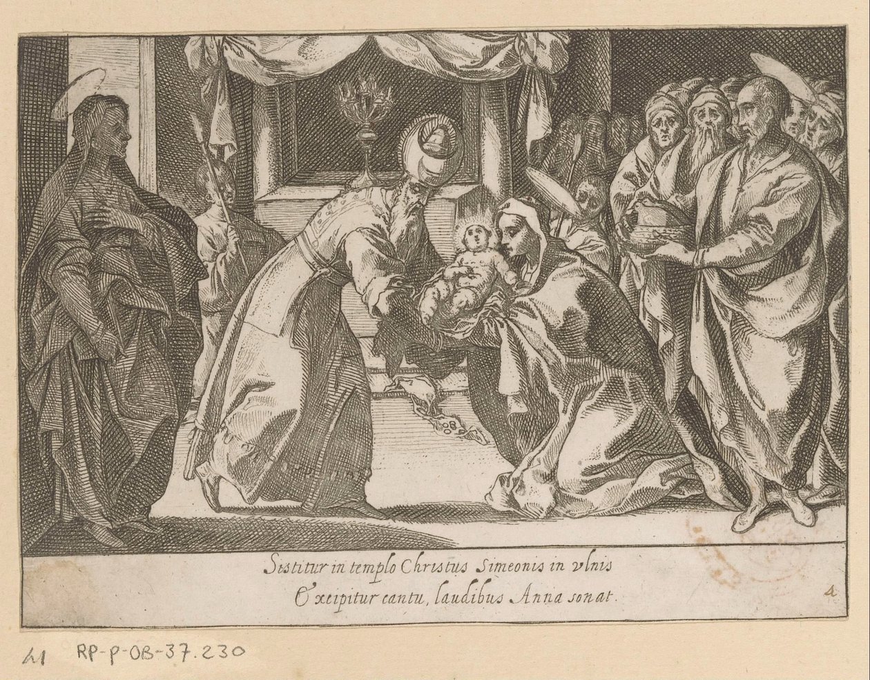 Presentación de van Christus en el templo Vijftien Mysteries van de Rozenkrans (título de la serie) Quince Misterios del Rosario de la Santísima Virgen María (título de la serie) de Raffaello Schiaminossi