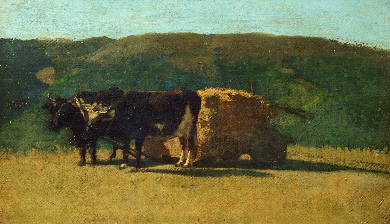 Carreta tirada por bueyes negros de Raffaello Sernesi (1838-1866) de Raffaello Sernesi