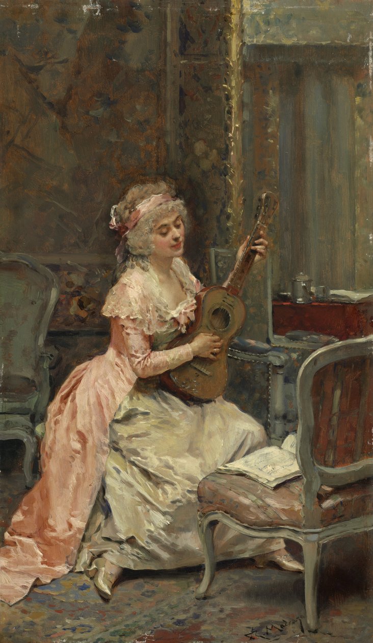 Mujer con una guitarra, c.1870 de Raimundo de Madrazo y Garreta