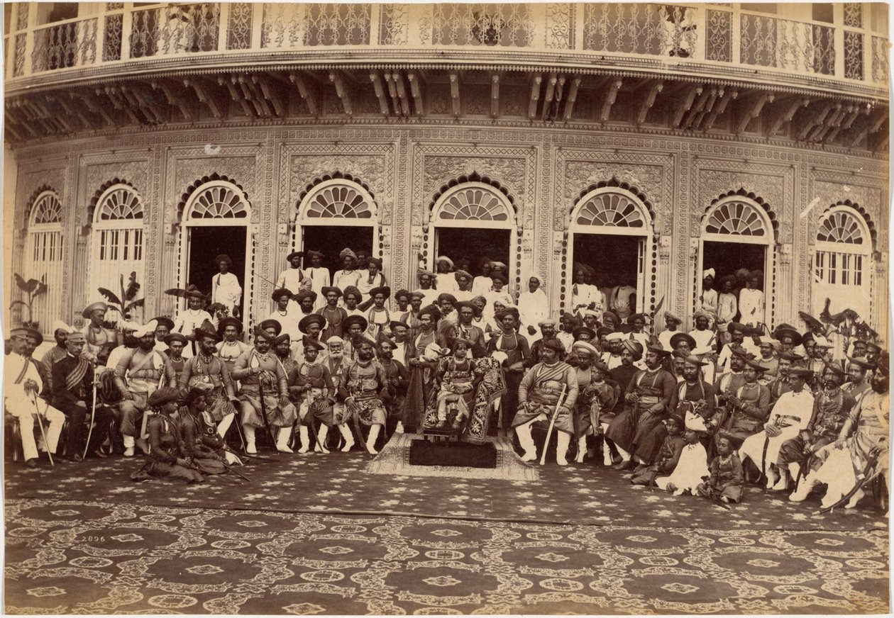 El maharajá Scindia, nobles y altos funcionarios, Gwalior de Raja Deen Dayal