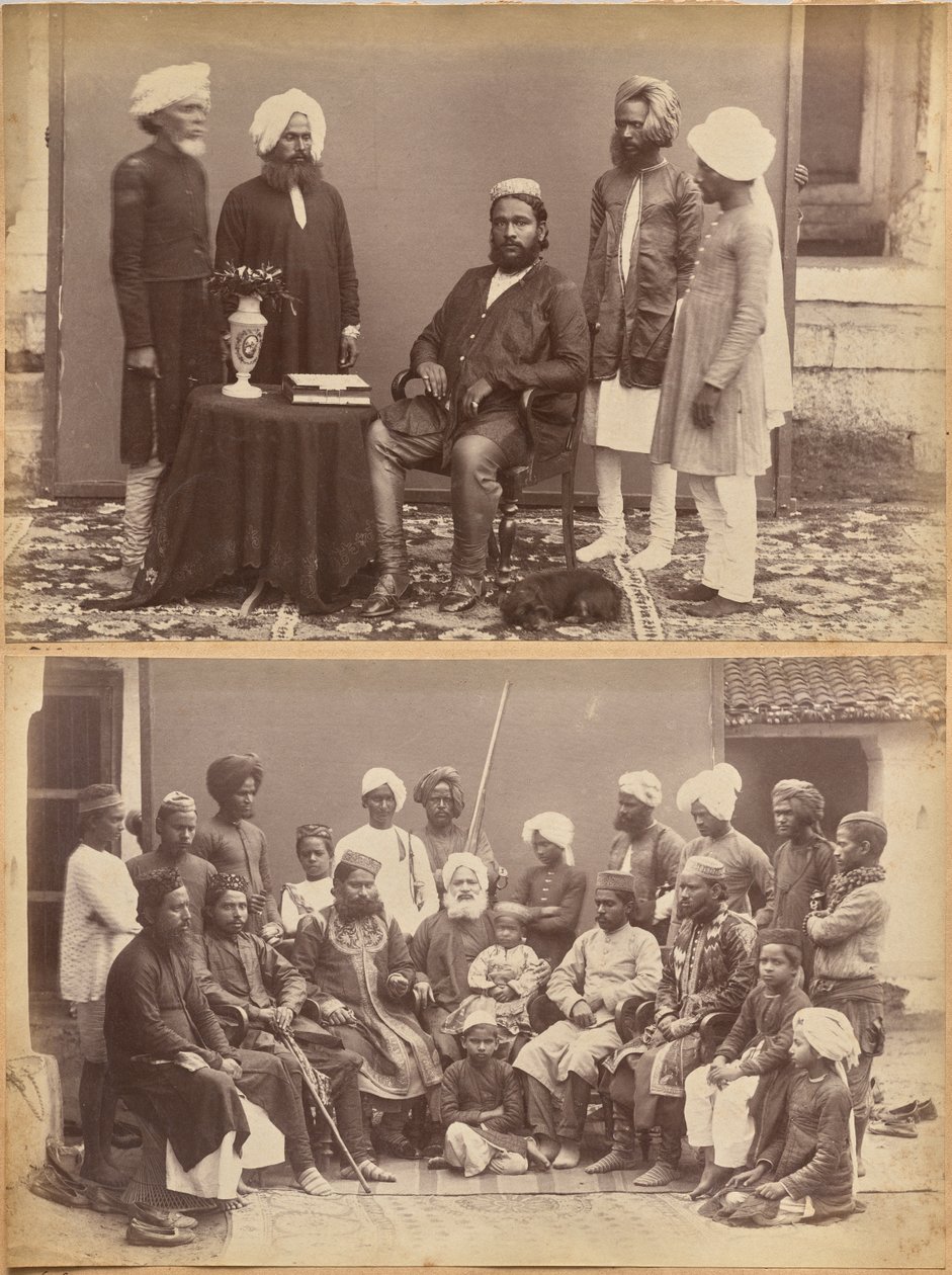 Ramkishore Singh, Rewa (recto, arriba); familia de Mowhri Rahman Alli Khan, Rewa (recto, abajo) de Raja Deen Dayal