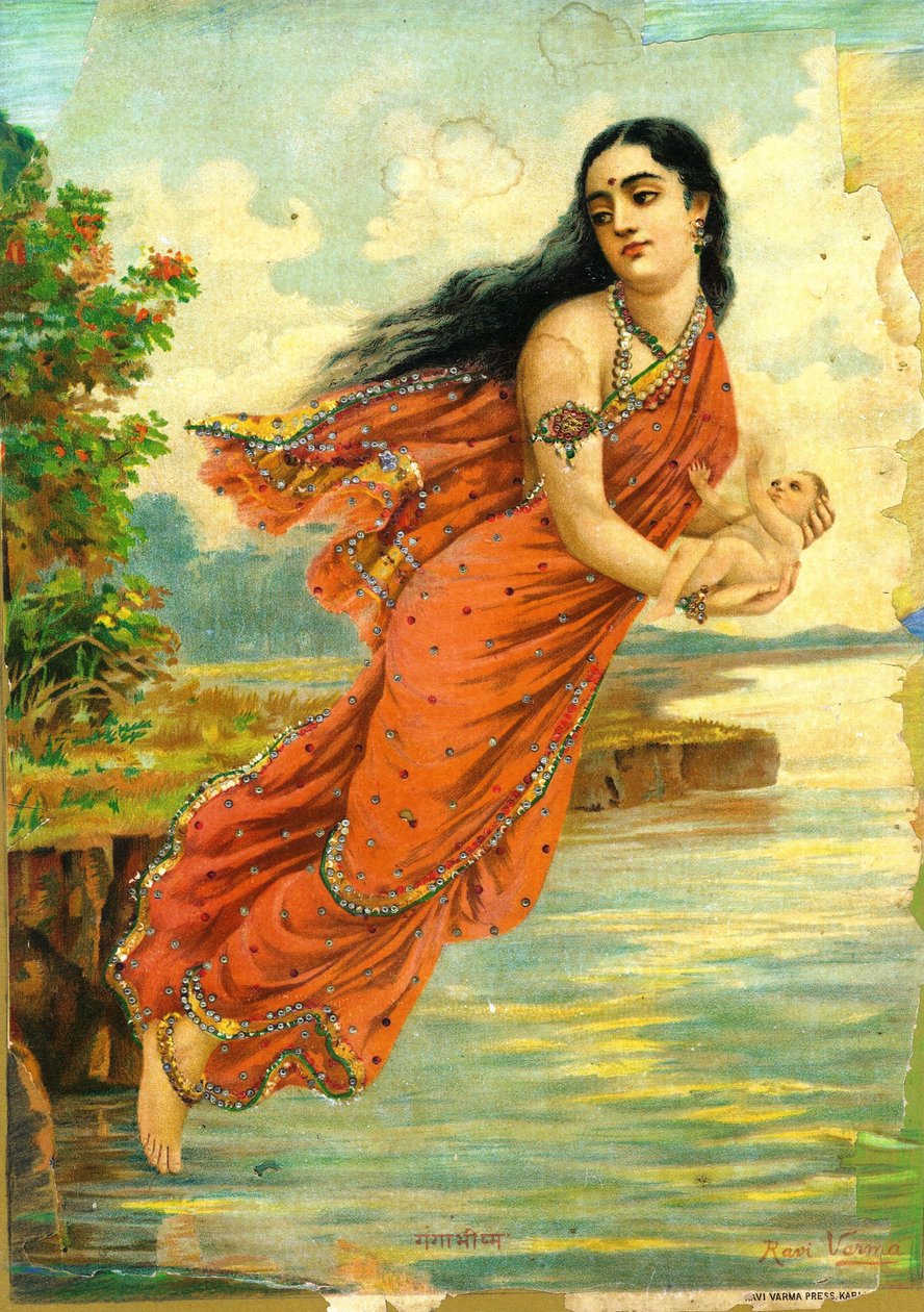 Ganga y Bhishma de Raja Ravi Varma
