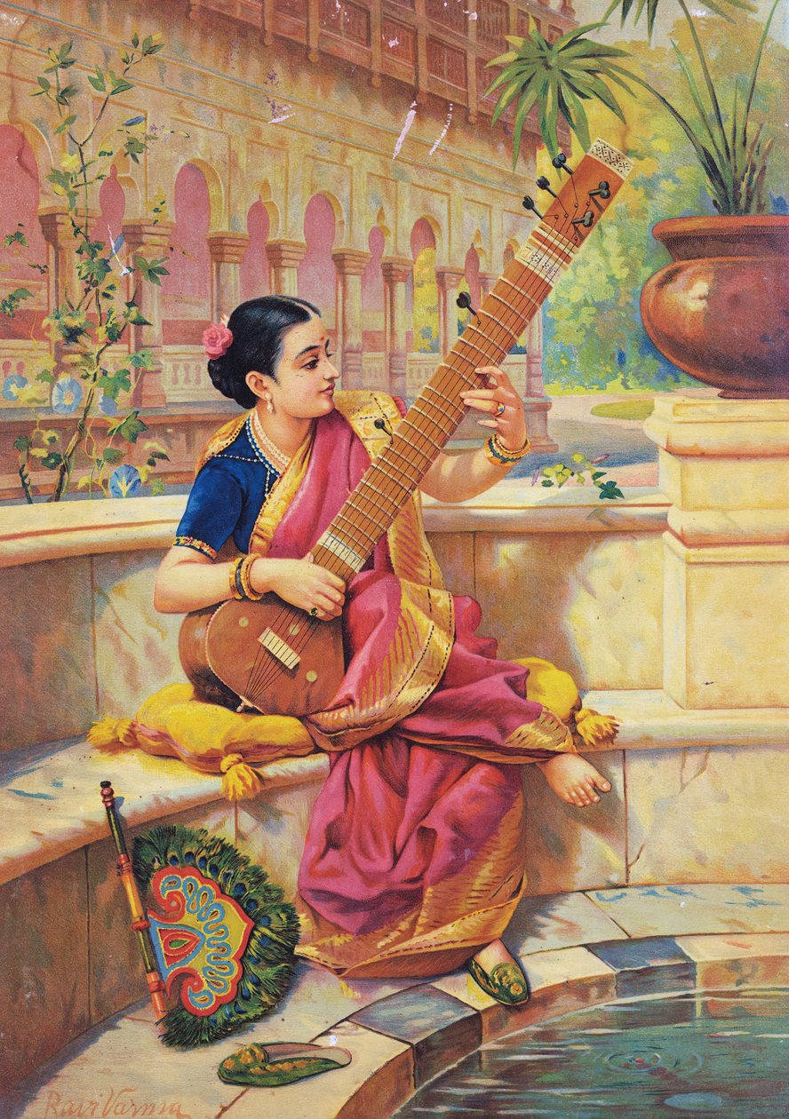 Kadambari tocando el sitar, editar de Raja Ravi Varma