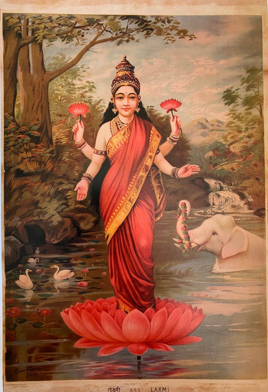 Lakshmi, por Ravi Varma Fine Art Lithographic Press, Bombay, 1894 de Raja Ravi Varma