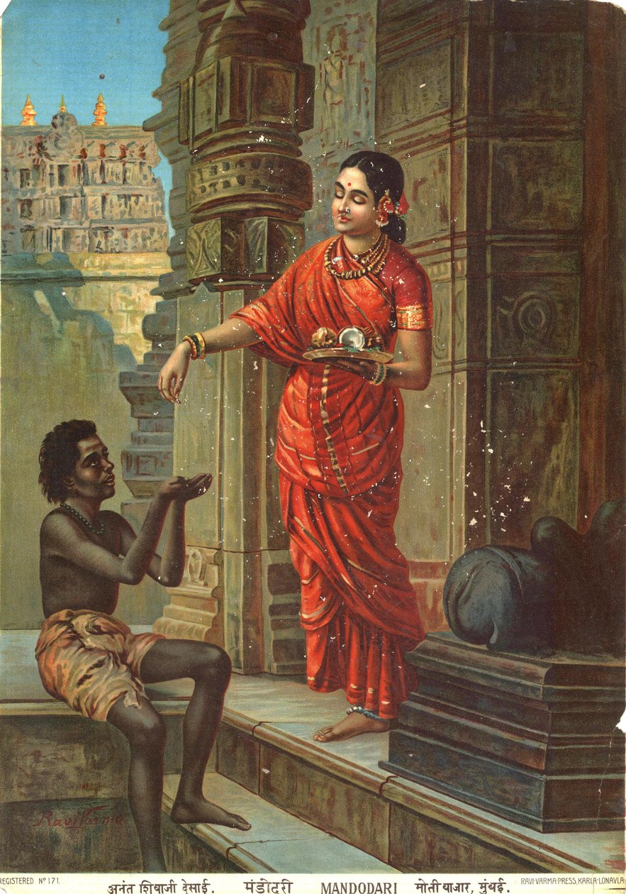 Mandodari, basado en el cuadro de Raja Ravi Varma de Raja Ravi Varma