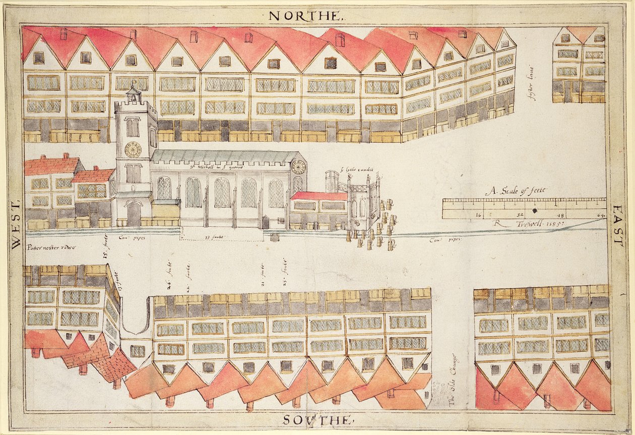 Mapa de Cheapside, Londres, 1585 de Ralph Treswell