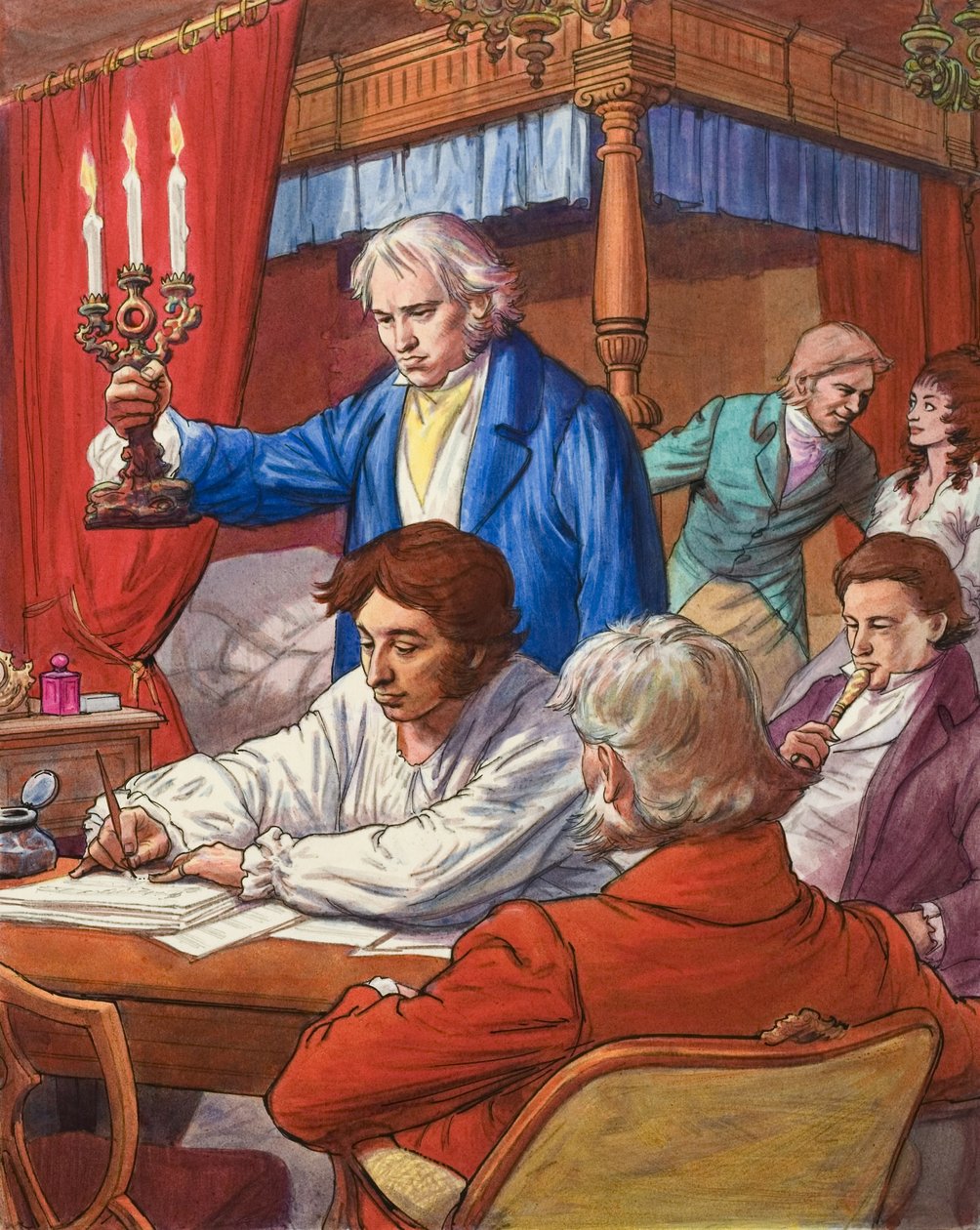 Gioacchino Rossini (1792-1868) componiendo "La oración por Moisés" en su dormitorio (gouache sobre papel) de Ralph Bruce