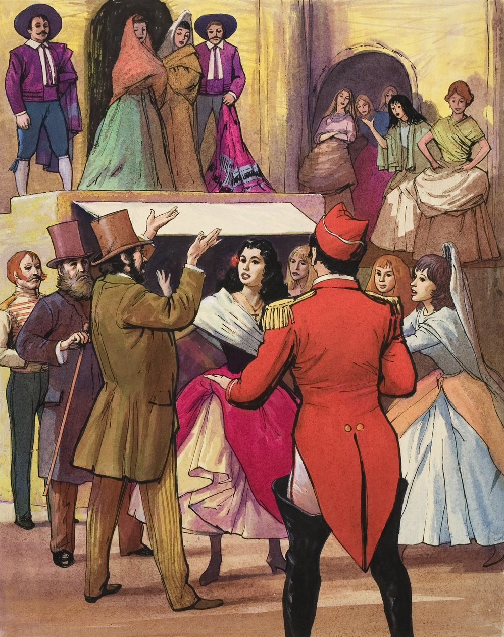 Ensayo de una escena de "Carmen" de Georges Bizet (1838-75) (gouache sobre papel) de Ralph Bruce
