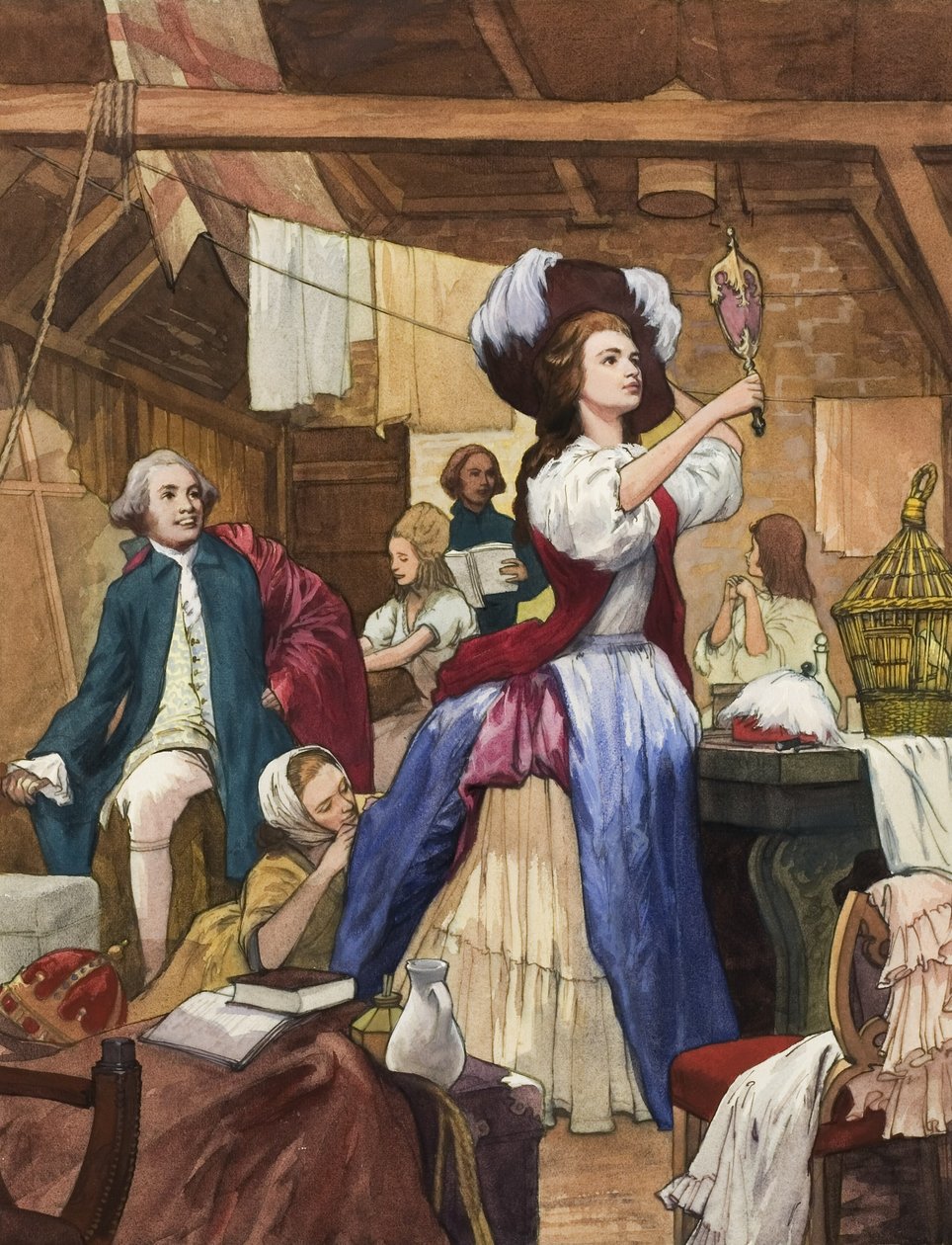 Sarah Siddons (1755-1831) en su camerino (gouache sobre papel) de Ralph Bruce