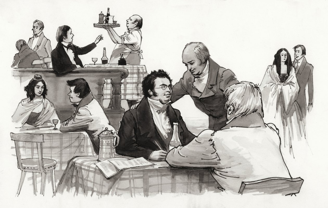 Schubert y sus amigos (gouache sobre papel) de Ralph Bruce