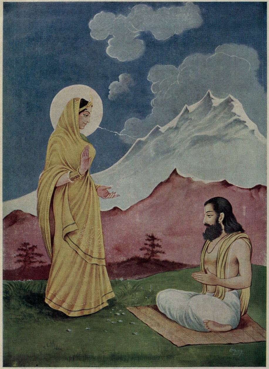 La diosa Gayatri aparece ante el rishi Kaushika de Ramanarayanadatta astri