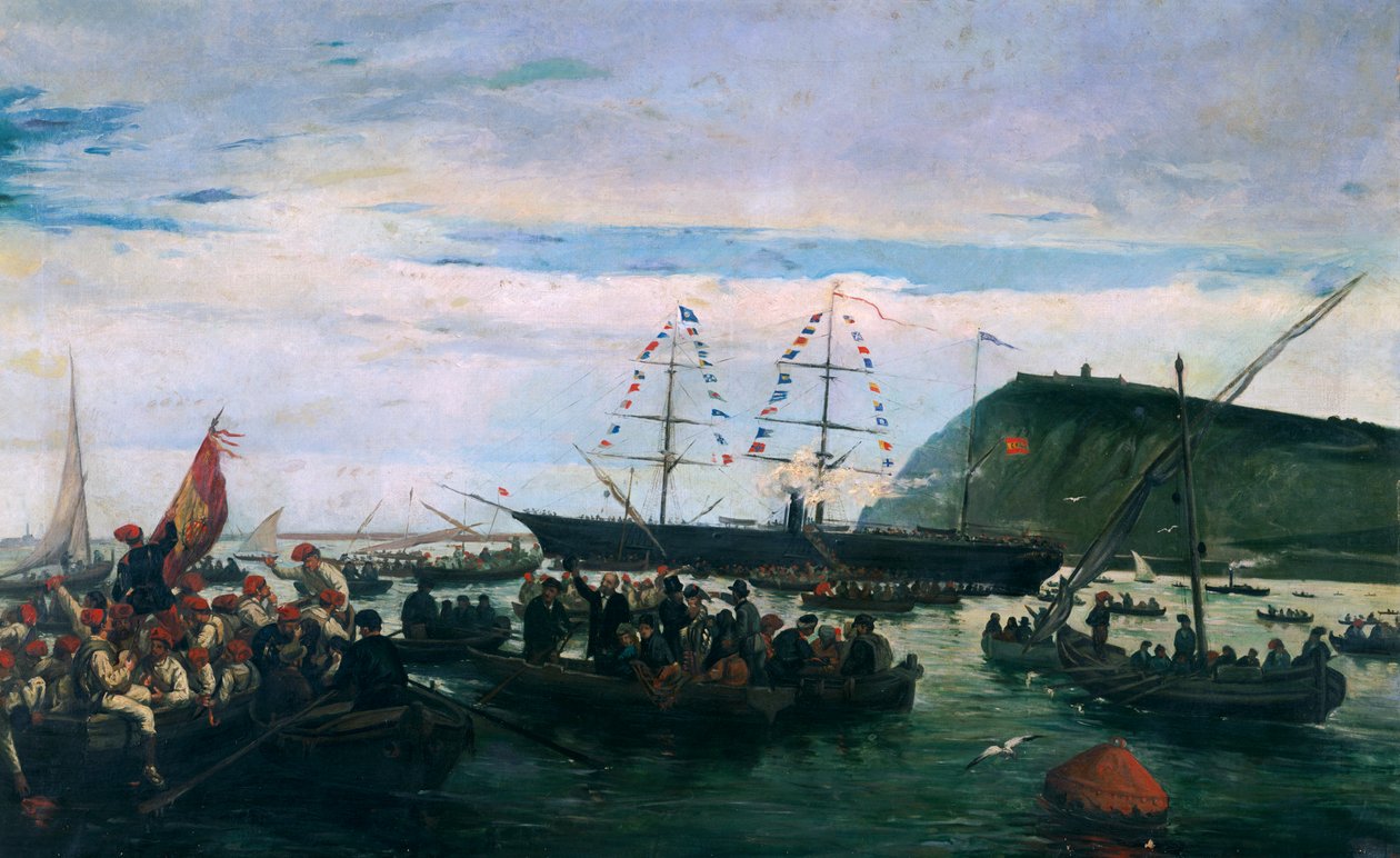 Voluntarios catalanes embarcando para la guerra en Cuba en 1870 de Ramón Padró y Pedret