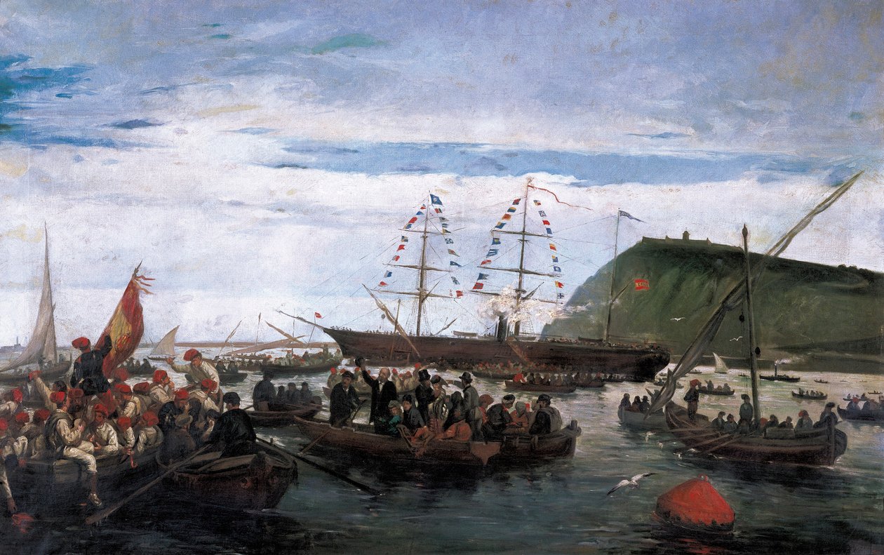 Voluntarios catalanes embarcando para la guerra en Cuba en 1870 de Ramón Padró y Pedret