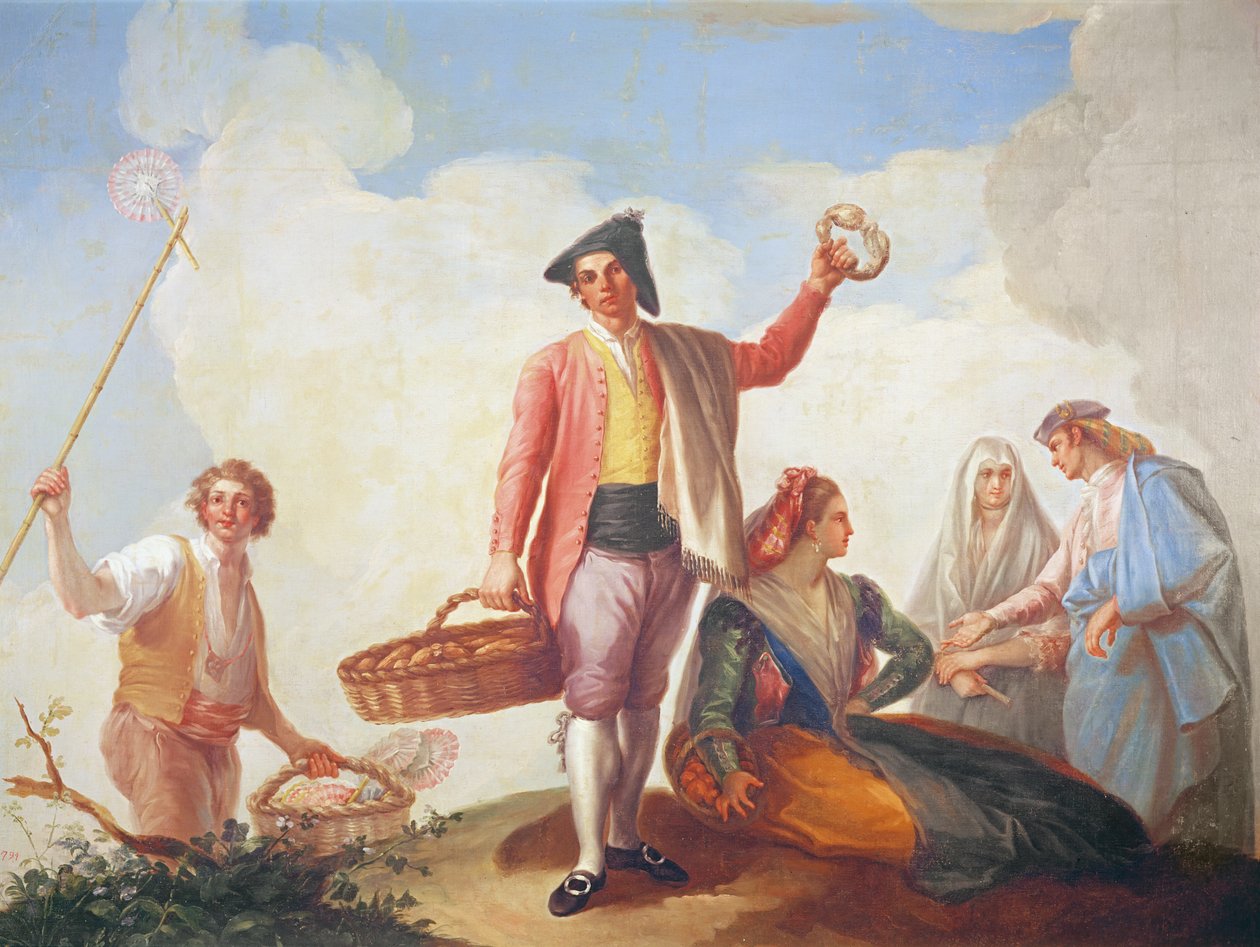 Vendedores de abanicos y roscas, 1788 de Ramon Bayeu y Subias