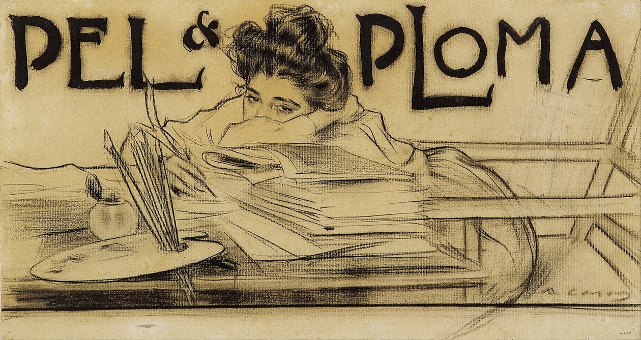 Cabecera para la revista Pèl i Ploma de Ramon Casas i Carbo