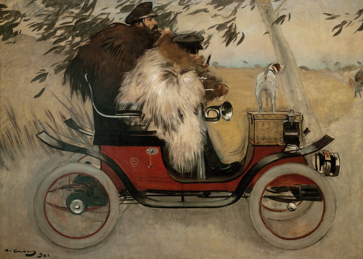 Ramon Casas y Pere Romeu en un automóvil de Ramon Casas i Carbo