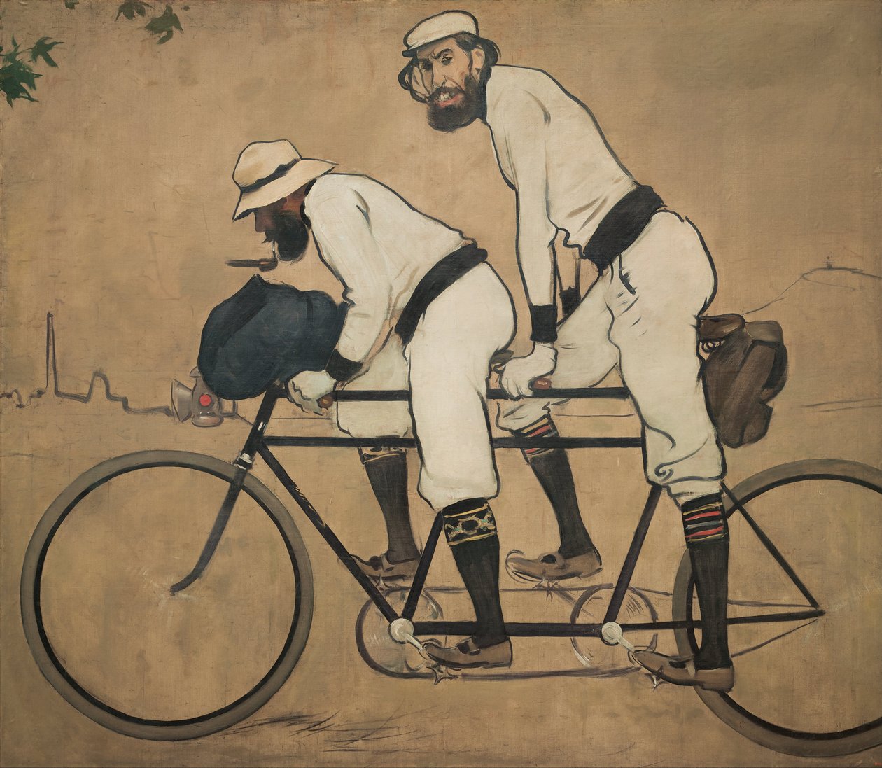 Ramon Casas y Pere Romeu en un tándem de Ramon Casas i Carbo