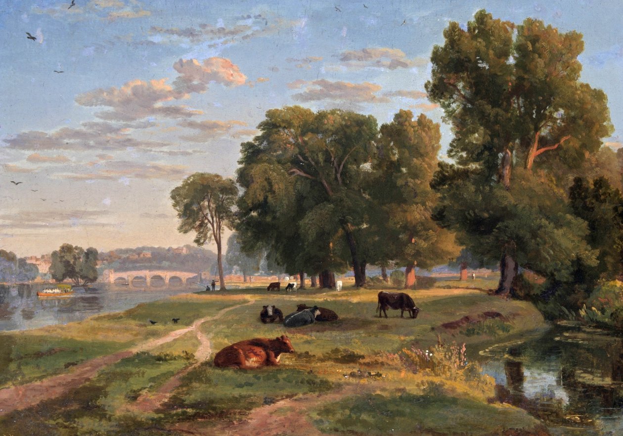 El Támesis en Richmond desde la orilla de Middlesex, mirando hacia el puente de Ramsay Richard Reinagle