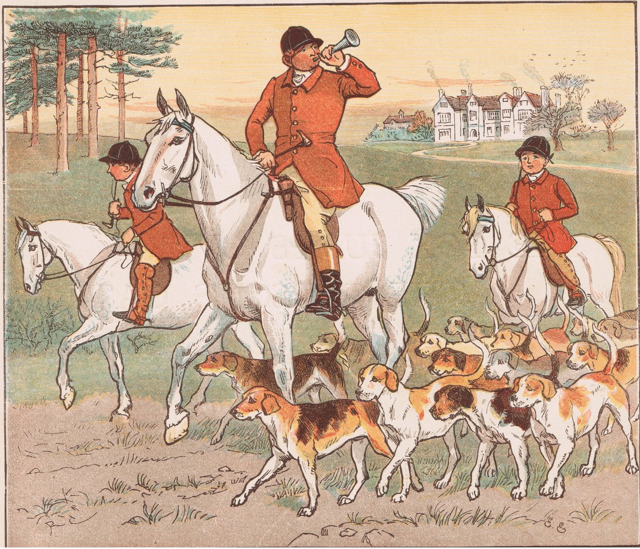 El cazador toca su cuerno de Randolph Caldecott